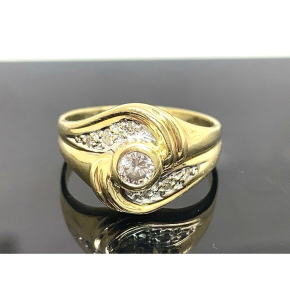 Engagement Ring Diamond 18K Yellow Gold Wedding 0.20ctw Women's Jewelry Size 5